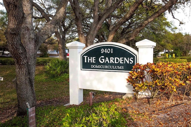 view of community sign