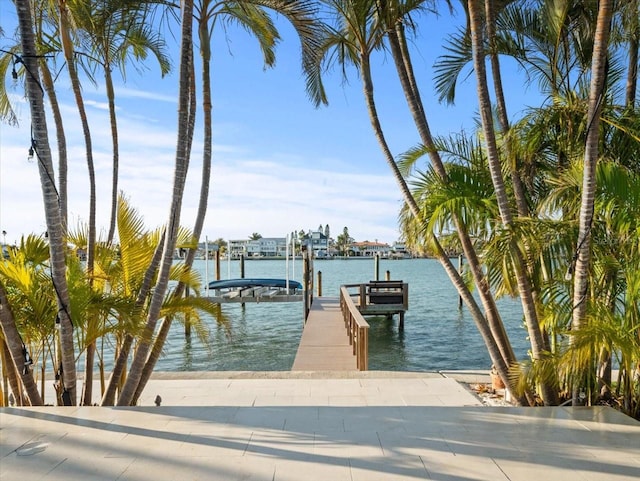 dock area featuring a water view