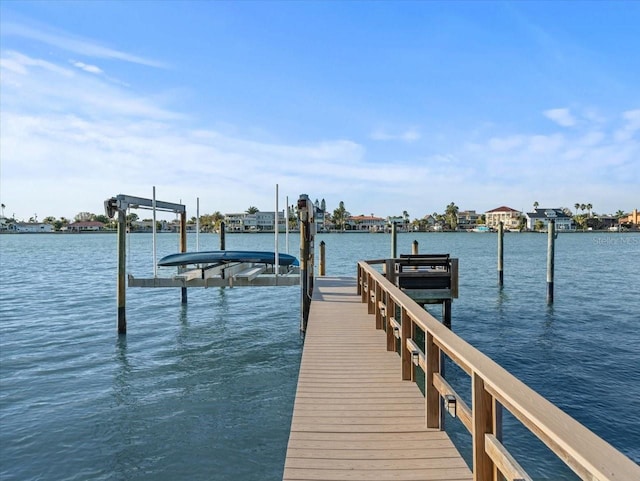 dock area with a water view