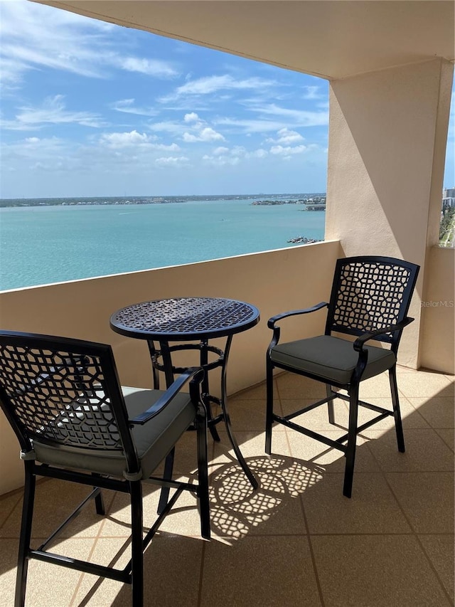 balcony with a water view