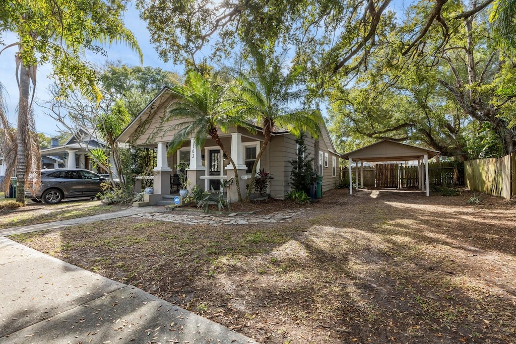 view of front of house with a carport