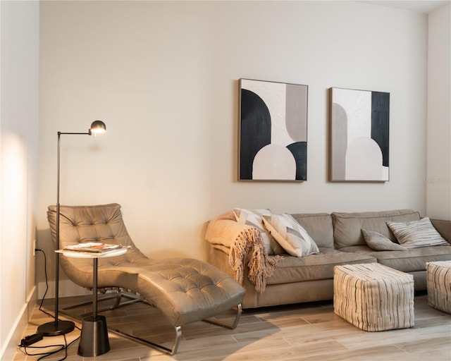 living area featuring light wood-type flooring