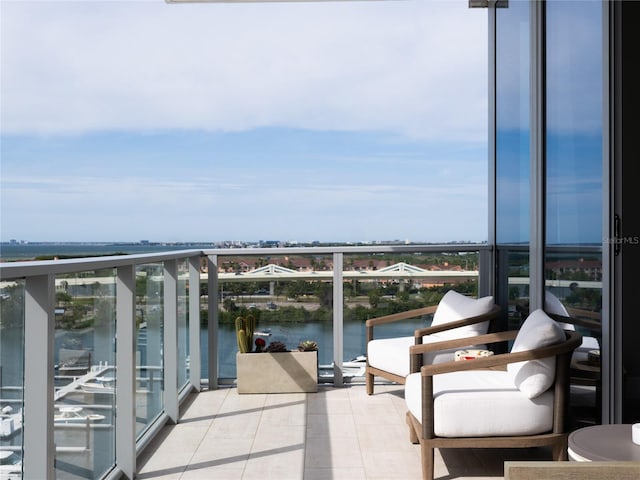 balcony with a water view