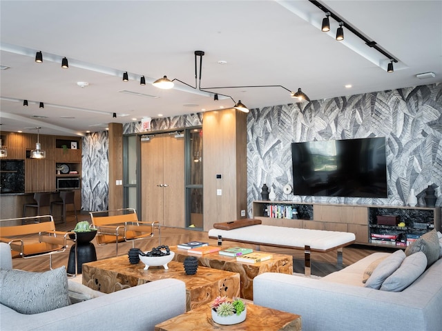 living room featuring wood-type flooring