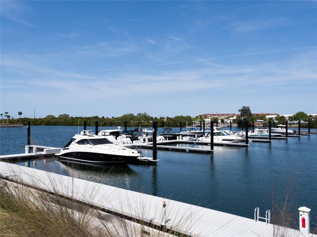 view of dock featuring a water view