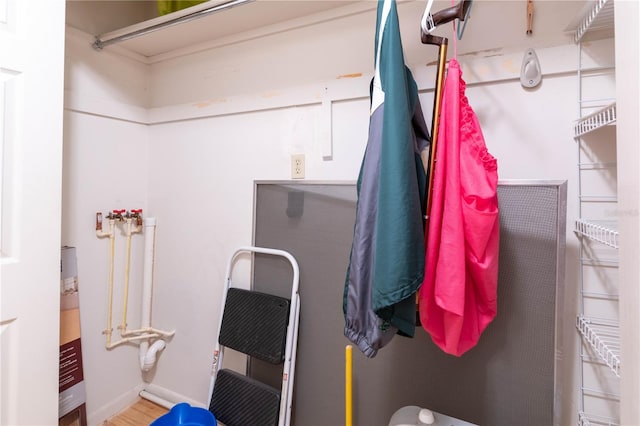 bathroom featuring hardwood / wood-style flooring