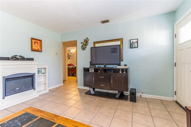 view of tiled living room