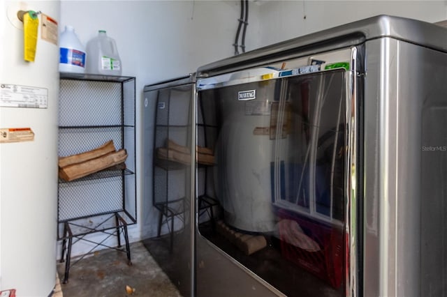 utilities featuring washer / dryer and gas water heater