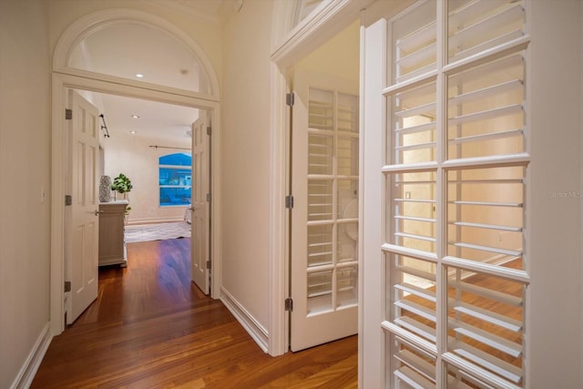 hall featuring dark hardwood / wood-style floors