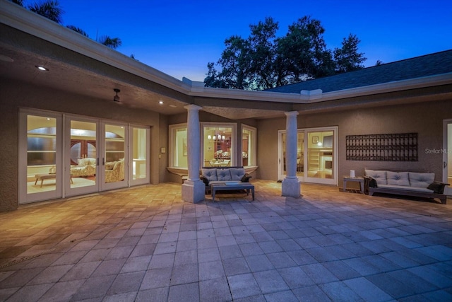 view of patio / terrace featuring an outdoor hangout area and french doors