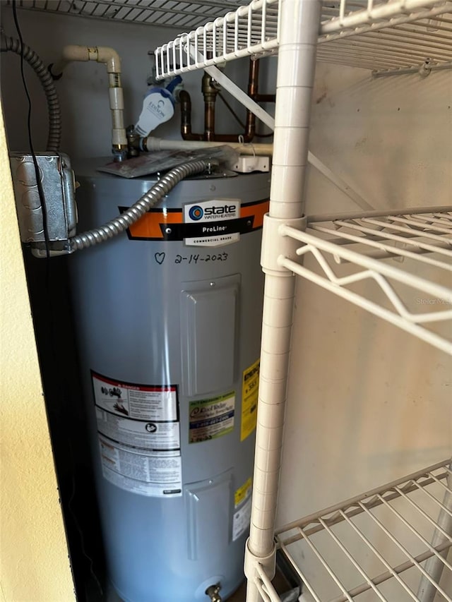 utility room with water heater