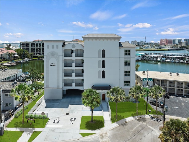 view of property with a water view