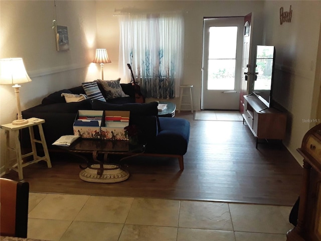 living area featuring wood finished floors