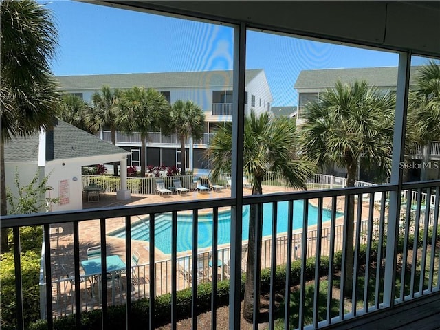 view of pool featuring a patio area