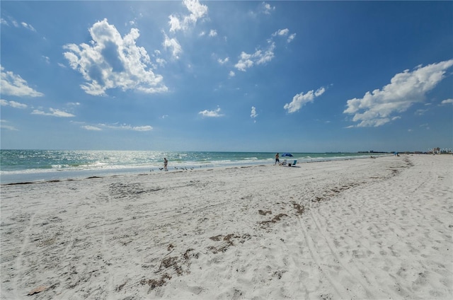 property view of water featuring a view of the beach