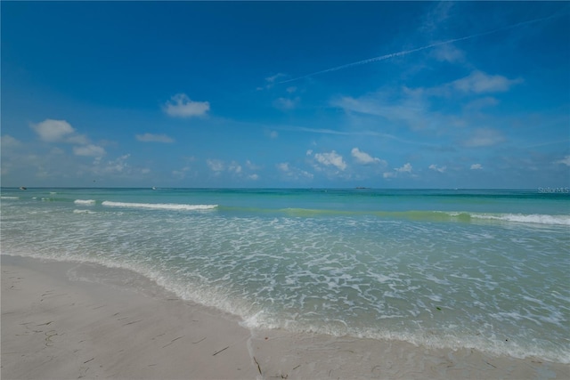 view of water feature featuring a beach view