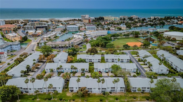 bird's eye view featuring a water view