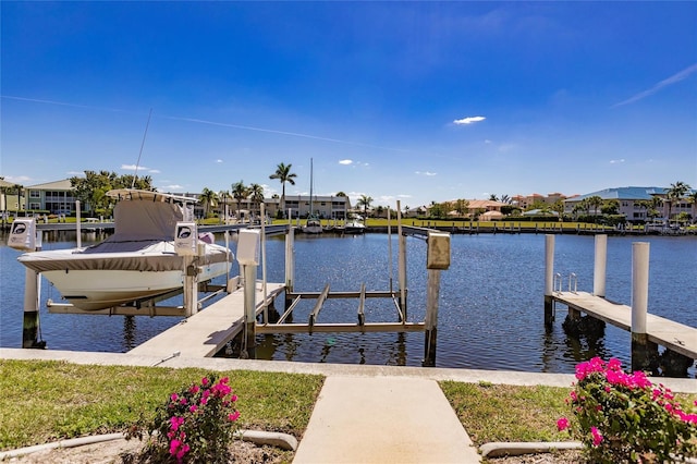 view of dock featuring a water view