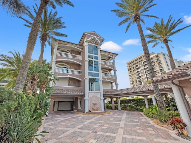 view of property with a garage