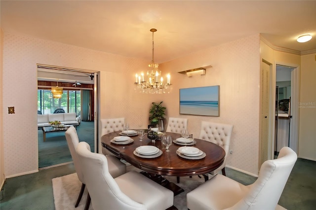 dining room featuring an inviting chandelier