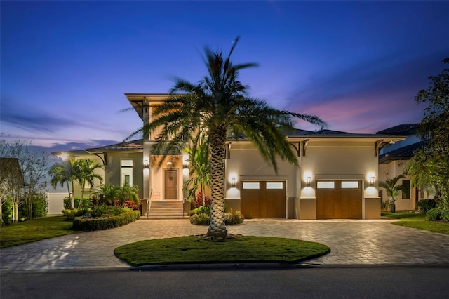 view of front of house with a garage