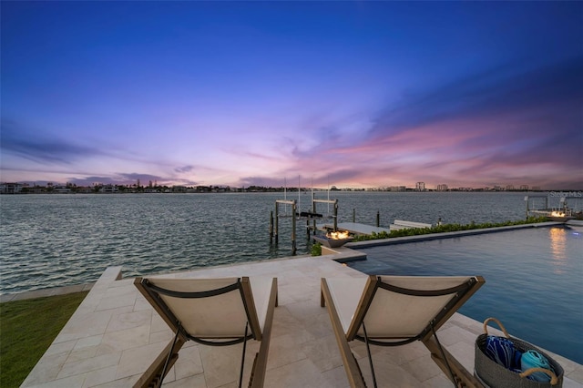 view of dock featuring a water view