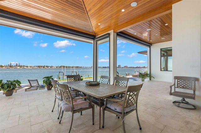 view of patio / terrace featuring a water view