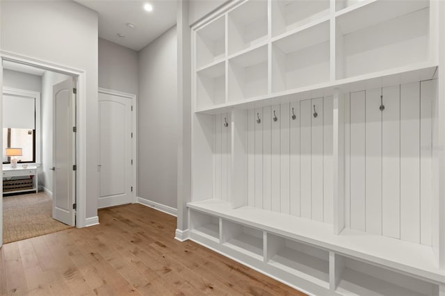 mudroom featuring light wood-type flooring