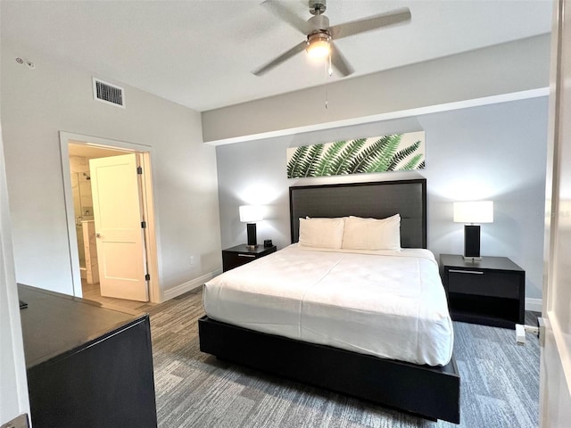 bedroom featuring ceiling fan