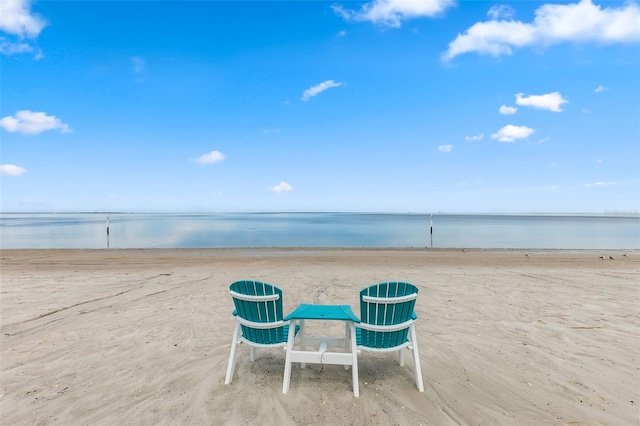 property view of water with a beach view