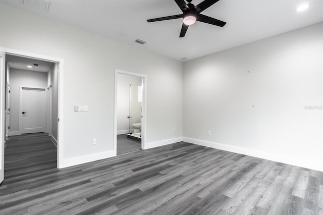 interior space featuring hardwood / wood-style floors and ceiling fan