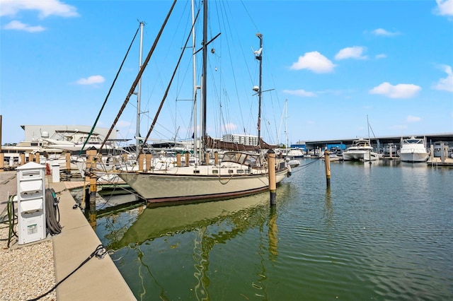 dock area featuring a water view