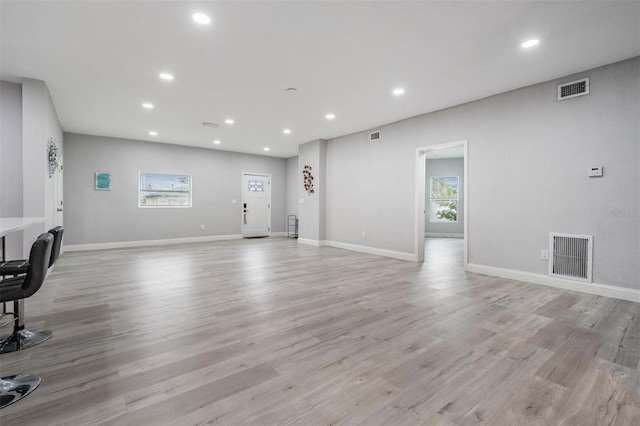 living room featuring light hardwood / wood-style flooring