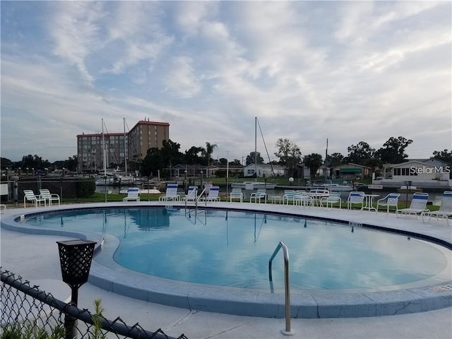 community pool with fence