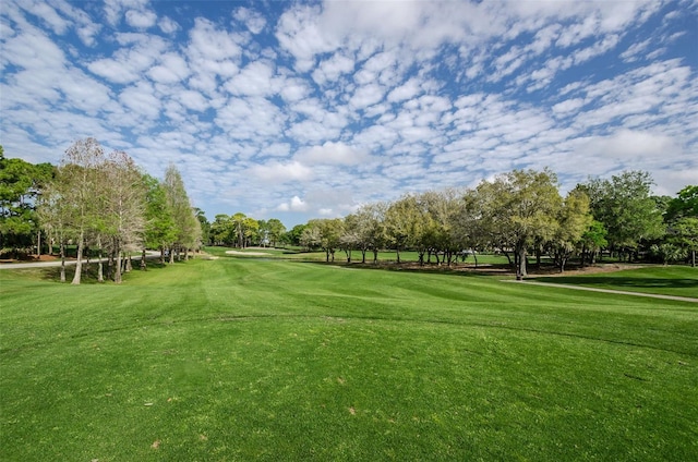 view of property's community featuring a lawn