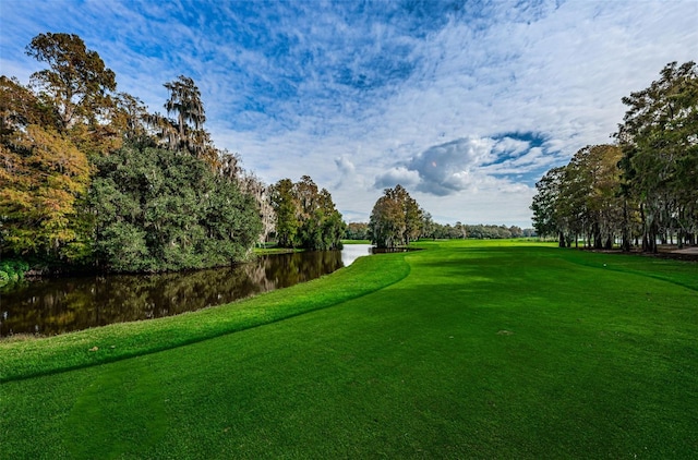 view of home's community with a water view