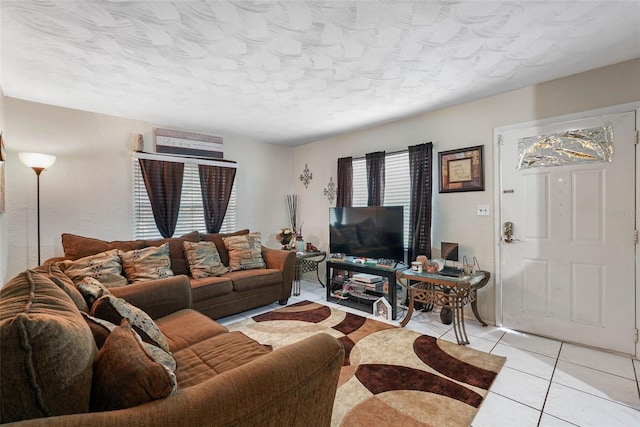 view of tiled living room