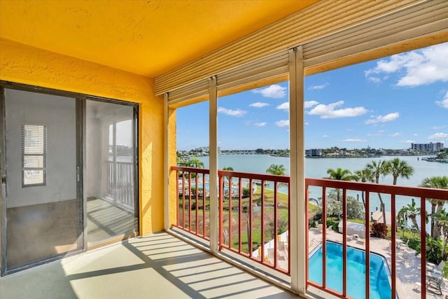 balcony with a water view