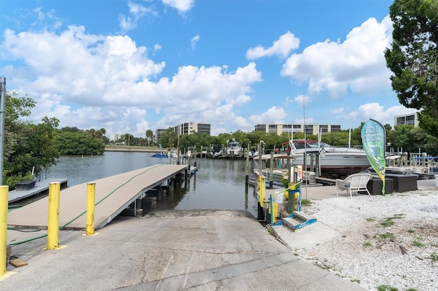 dock area featuring a water view