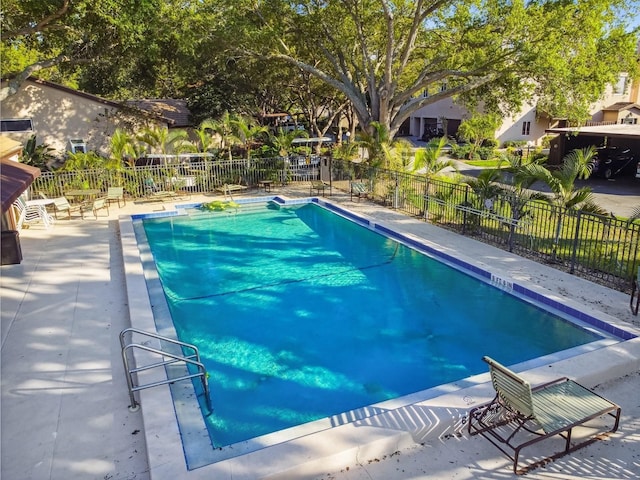 view of swimming pool with a patio area