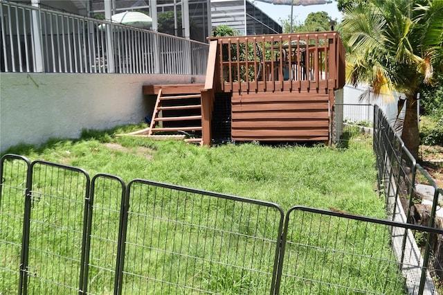 view of yard with a deck