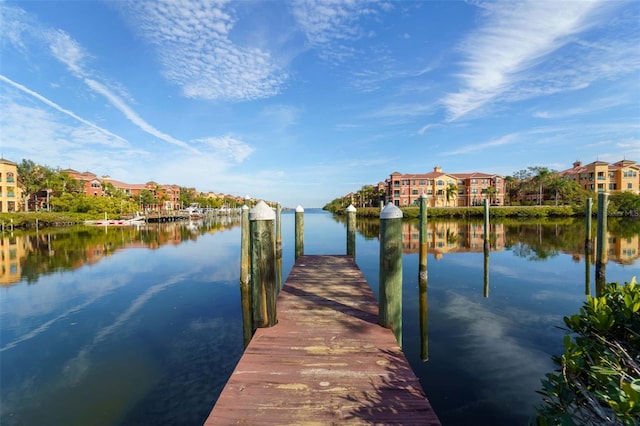 view of dock featuring a water view