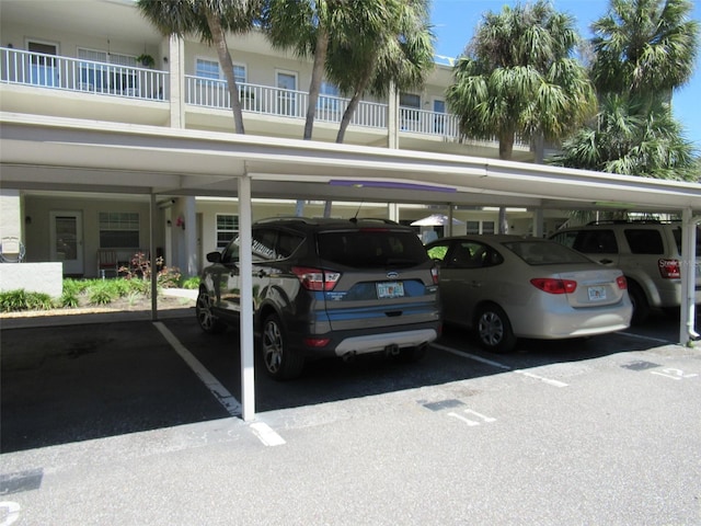 view of covered parking lot