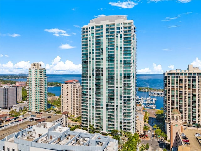 view of city with a water view