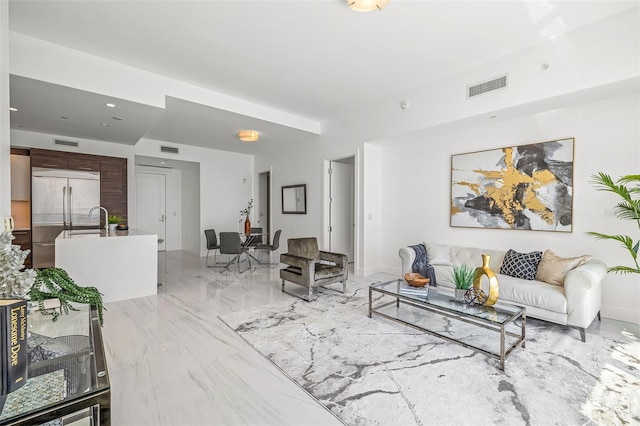 view of tiled living room