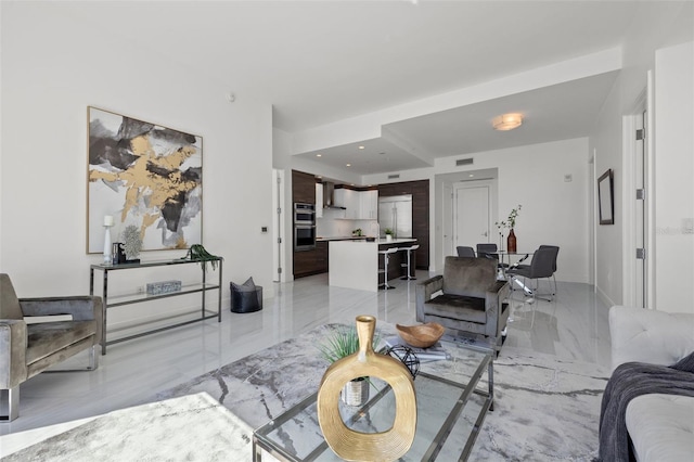 view of tiled living room