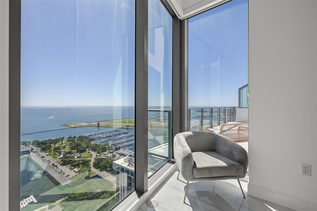 balcony with a water view