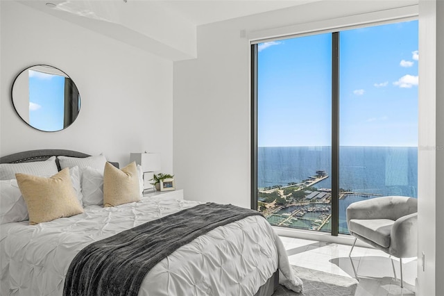 bedroom with a water view