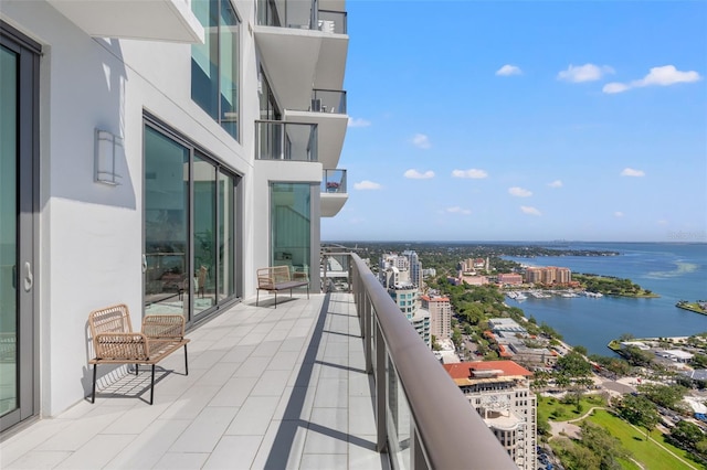 balcony with a water view