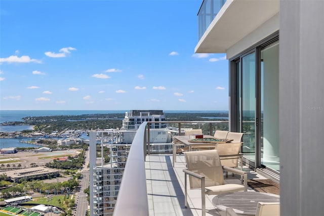 balcony with a water view